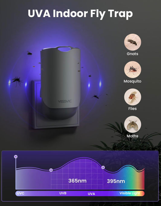 ChamalE-come electric indoor insect trap with UVA light targeting gnats mosquitoes flies and moths
